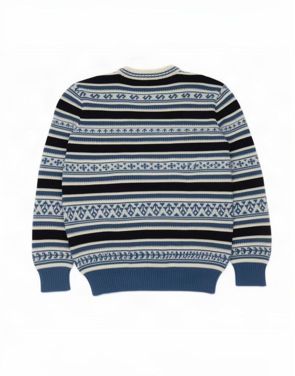 Vintage ανδρικό πουλόβερ με λαιμόκοψη Small Blue Fair Isle