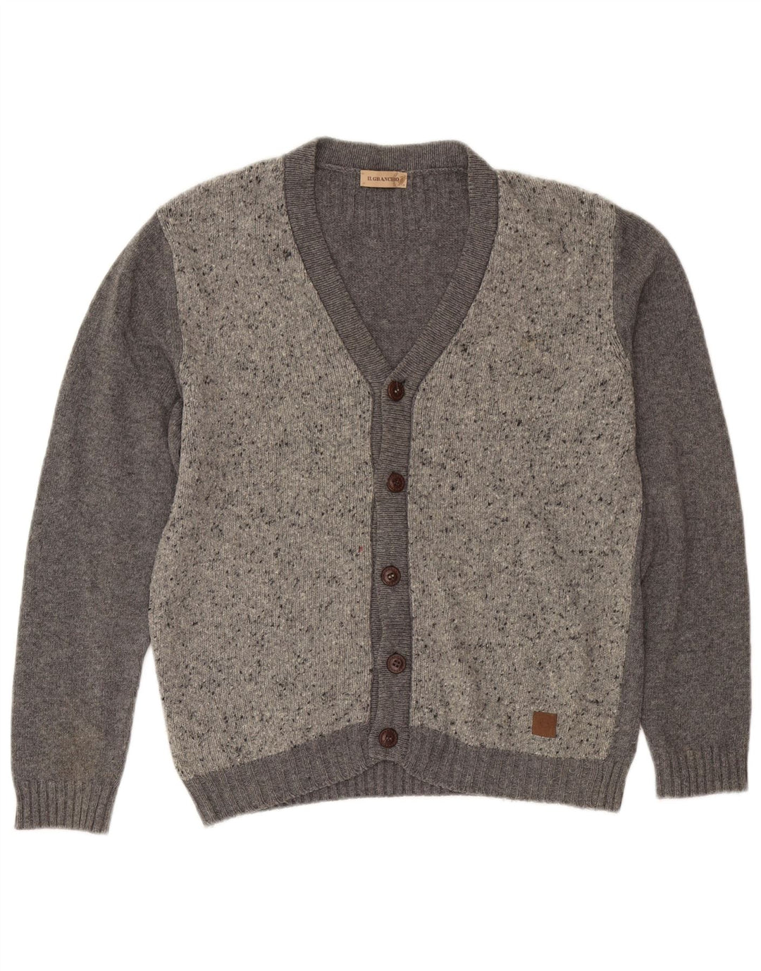 Ανδρικό πουλόβερ Il Granchio Cardigan IT 50 Μαλλί με μέτριο γκρι φλύκταινα