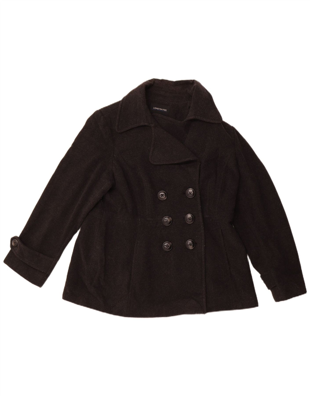 LONDON FOG Γυναικείο παλτό μπιζελιού UK 18 XL Μαύρο μαλλί