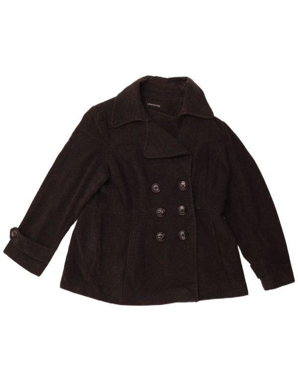 LONDON FOG Γυναικείο παλτό μπιζελιού UK 18 XL Μαύρο μαλλί