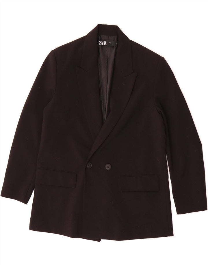 ZARA Mens Double Breasted Blazer Jacket UK 38 Medium Black Polyester Vintage Zara and Second-Hand Zara from Messina Hembry 
