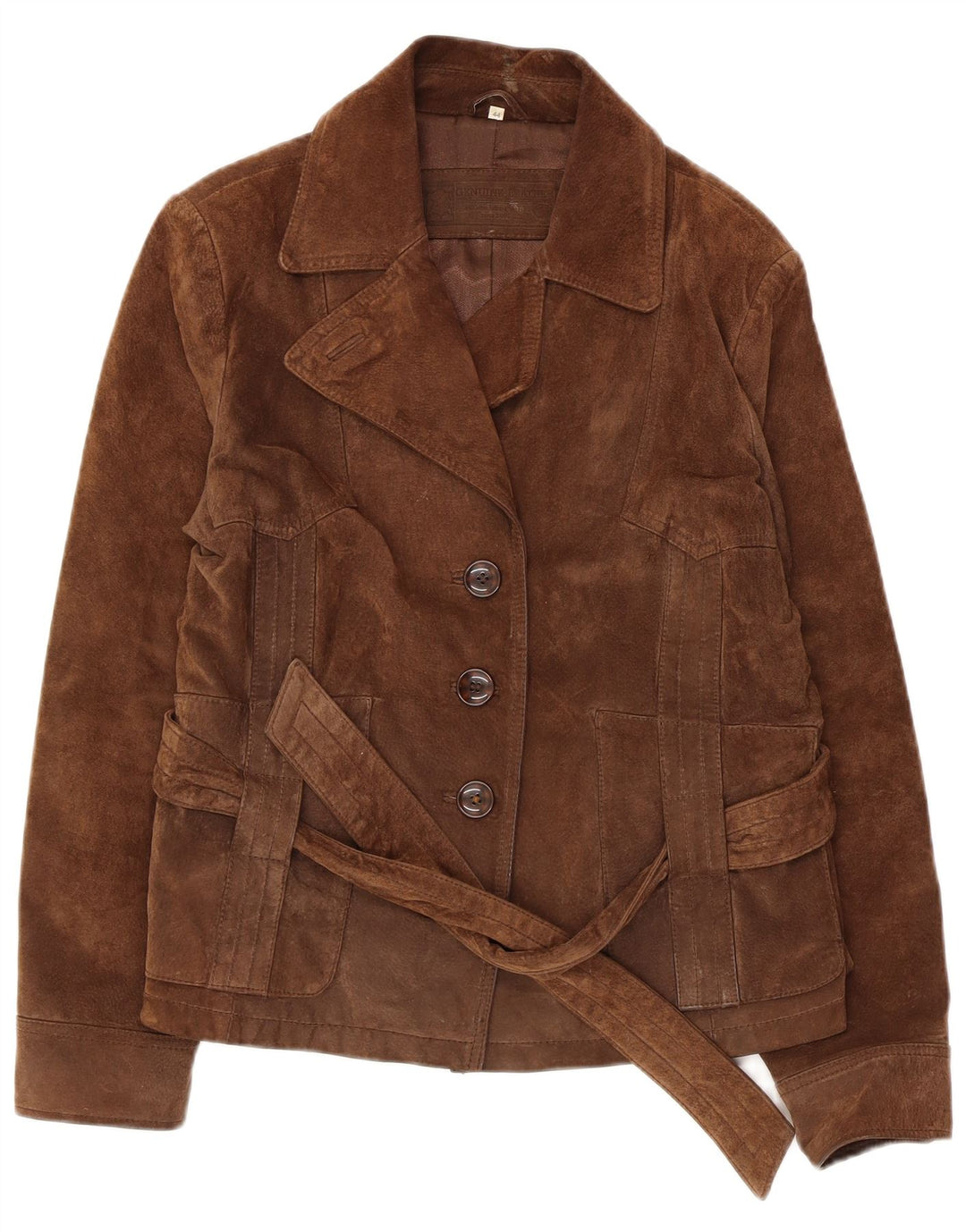 Γυναικείο Suede Jacket C & A IT 44 Δερμάτινο Μεσαίο Καφέ