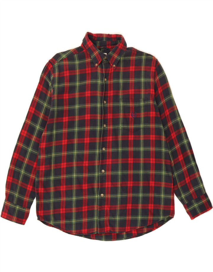 CHAPS Mens Flannel Shirt Medium Navy Blue Check Cotton Vintage Chaps and Second-Hand Chaps from Messina Hembry 