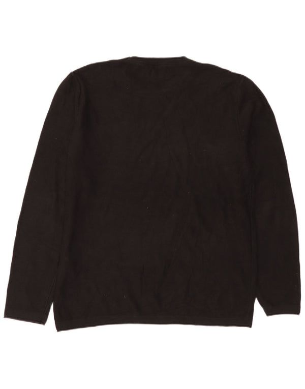 Jack & Jones Ανδρικό πουλόβερ με λαιμόκοψη XL Μαύρο βαμβακερό