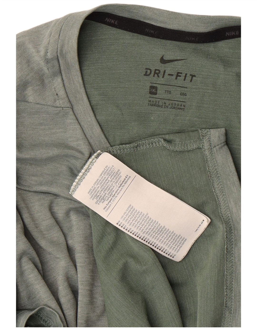 NIKE Mens Dri Fit T-Shirt Top 2XL Green Cotton