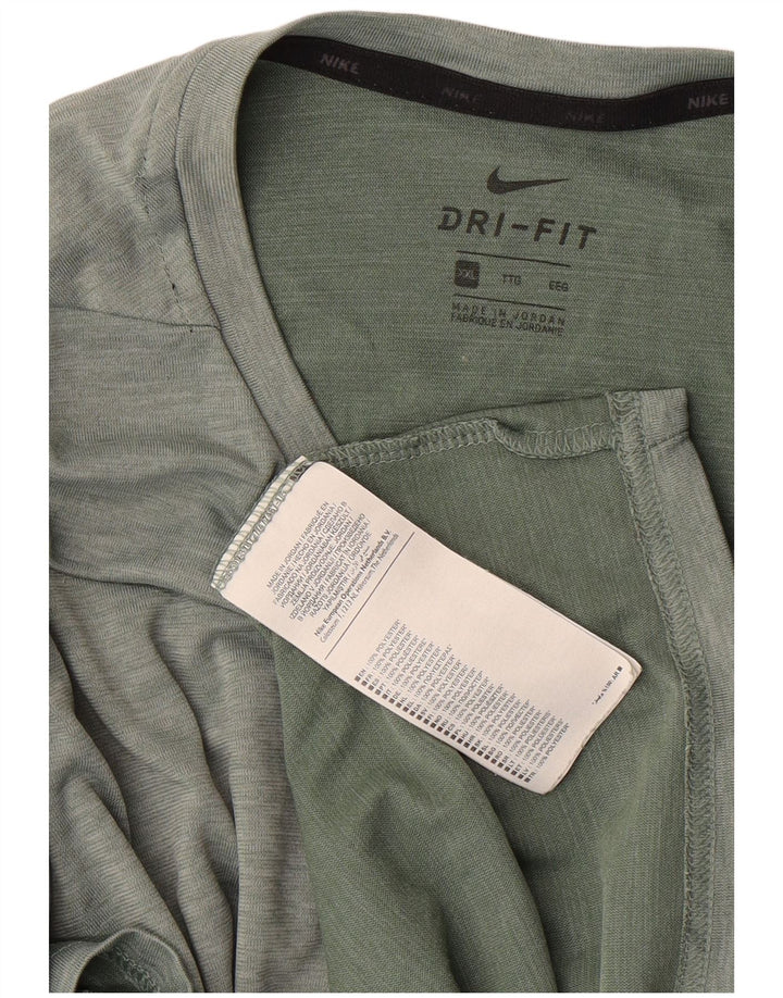 NIKE Mens Dri Fit T-Shirt Top 2XL Green Cotton