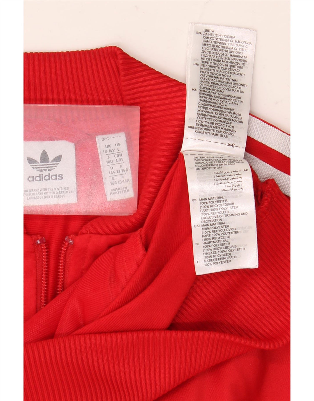 ADIDAS Boys αθλητική φόρμα τοπ μπουφάν 13-14 ετών Κόκκινο Πολυεστέρας
