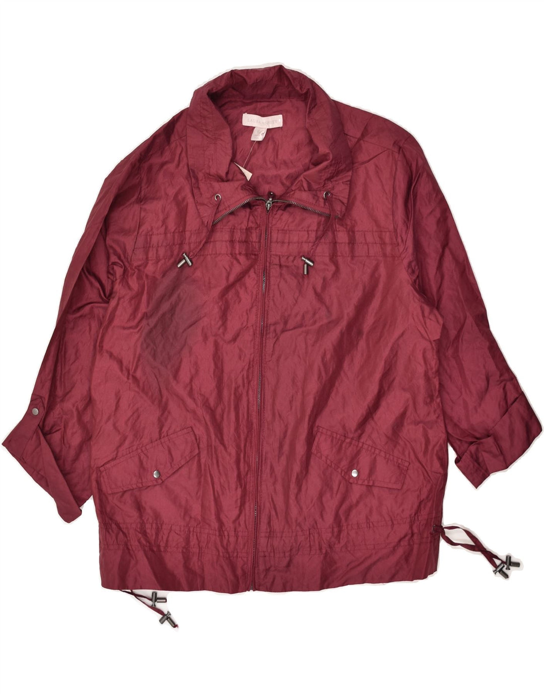 LAURA ASHLEY Womens Overcoat UK 18 XL Burgundy Polyester | Vintage Laura Ashley | Thrift | Second-Hand Laura Ashley | Used Clothing | Messina Hembry 