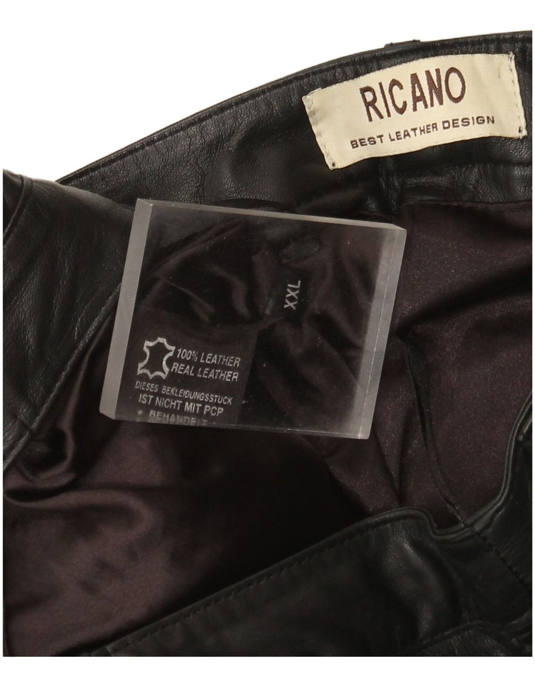 Γυναικείο ίσιο δερμάτινο παντελόνι Ricano W34 L30 μαύρο δέρμα