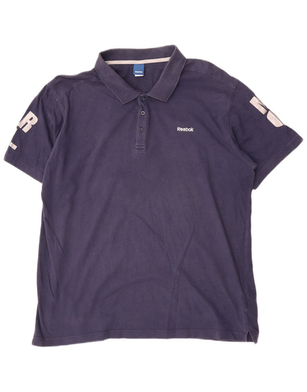 Ανδρικό γραφικό πόλο μπλουζάκι Reebok UK 58/60 2XL Navy Blue Cotton