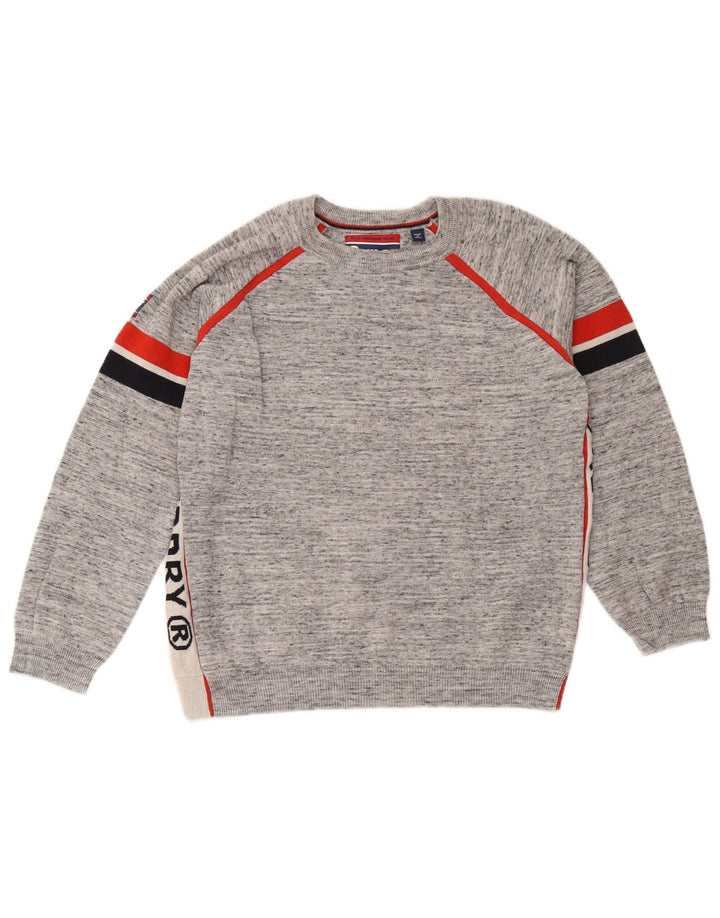 Ανδρικό πουλόβερ Superdry Graphic Crew Jumper με μεγάλο γκρι χρώμα