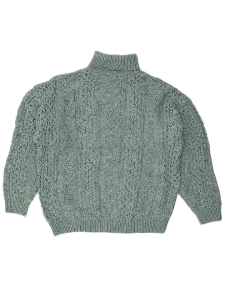 VINTAGE Γυναικείο πουλόβερ με ρολό λαιμόκοψη UK 18 XL μπλε μαλλί