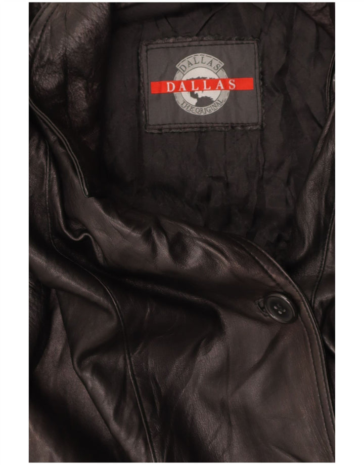 DALLAS Womens Leather Coat UK 14 Medium Black Leather