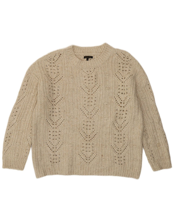 Massimo Dutti Γυναικείο πουλόβερ με λαιμόκοψη UK 16 Large Off White