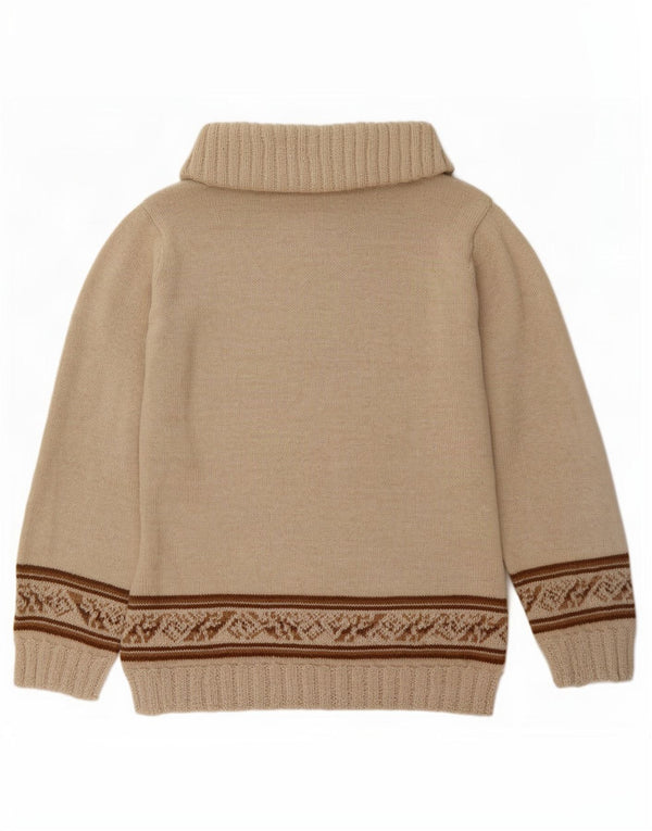 Vintage γυναικείο πουλόβερ με ρολό λαιμόκοψη UK 12 Medium Beige Fair Isle