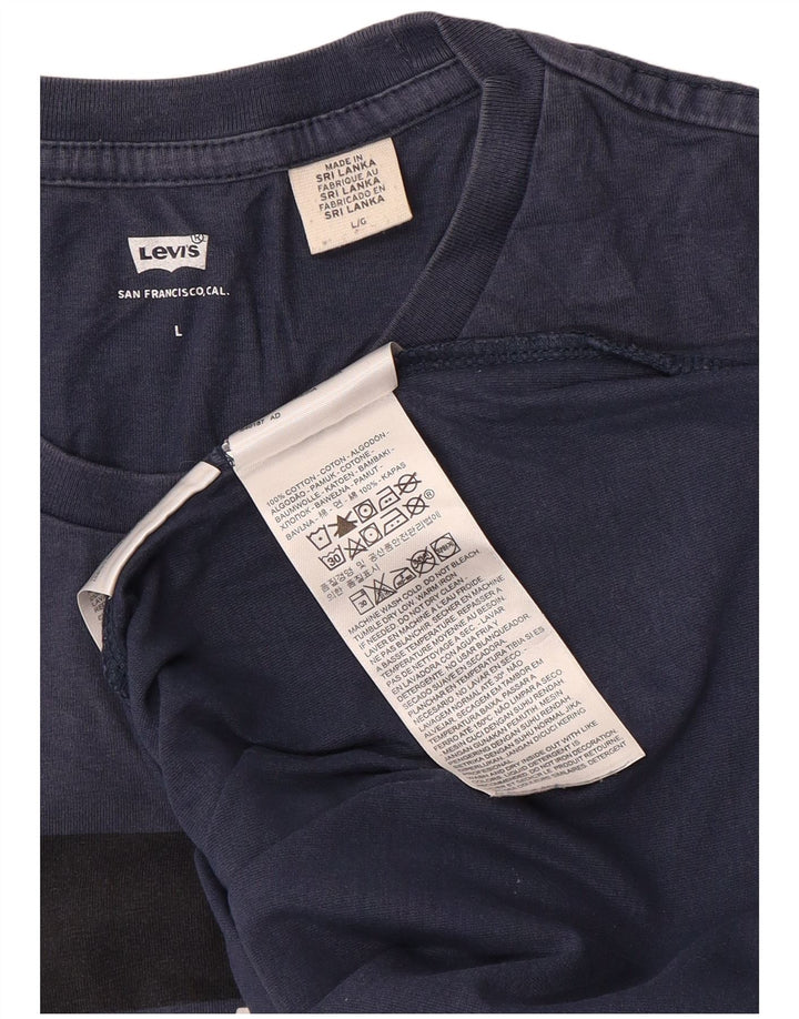Ανδρικό γραφικό T-Shirt Levi's Top Large Navy Blue από βαμβάκι