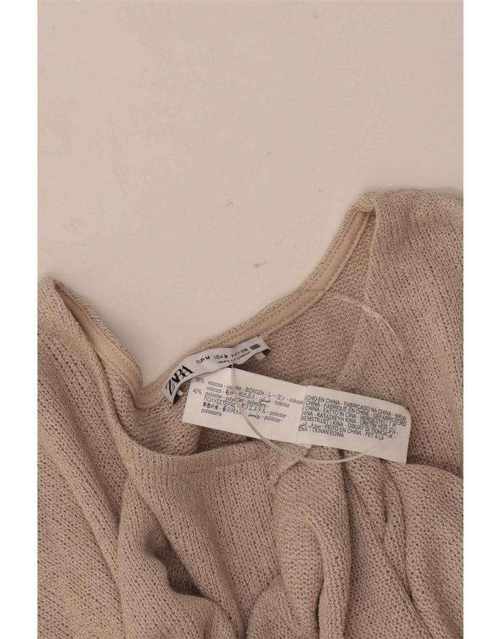 Zara Γυναικεία Μπλούζα Oversized Top UK 14 Medium Grey Viscose