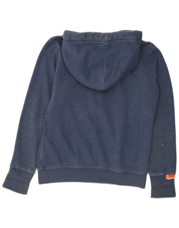 Superdry Γυναικείο πουλόβερ με κουκούλα με φερμουάρ UK 16 μεγάλο μπλε βαμβακερό