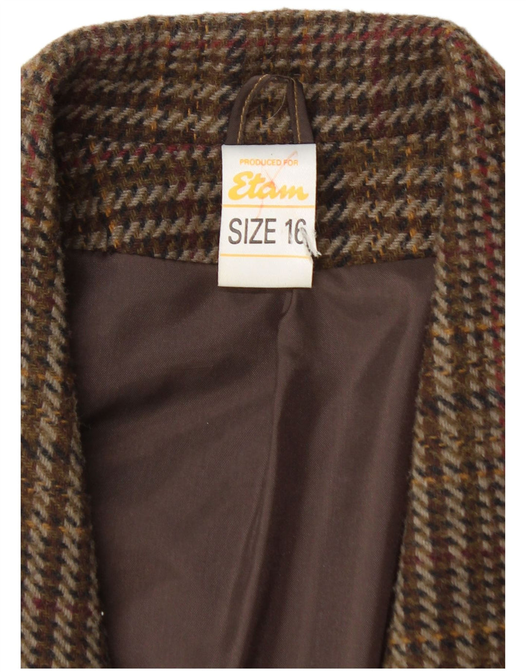 ETAM Γυναικείο Μπλέιζερ Διπλό Μπουφάν US 16 2XL Brown Check Acrylic