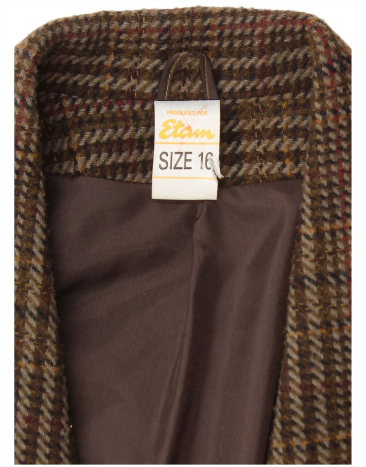 ETAM Γυναικείο Μπλέιζερ Διπλό Μπουφάν US 16 2XL Brown Check Acrylic
