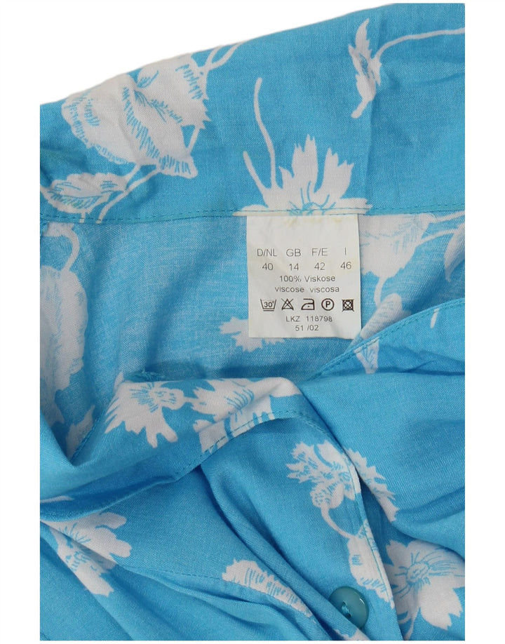 VINTAGE Γυναικείο Αμάνικο Maxi Φόρεμα UK 14 Μεγάλη Μπλε Φλοράλ Βισκόζη