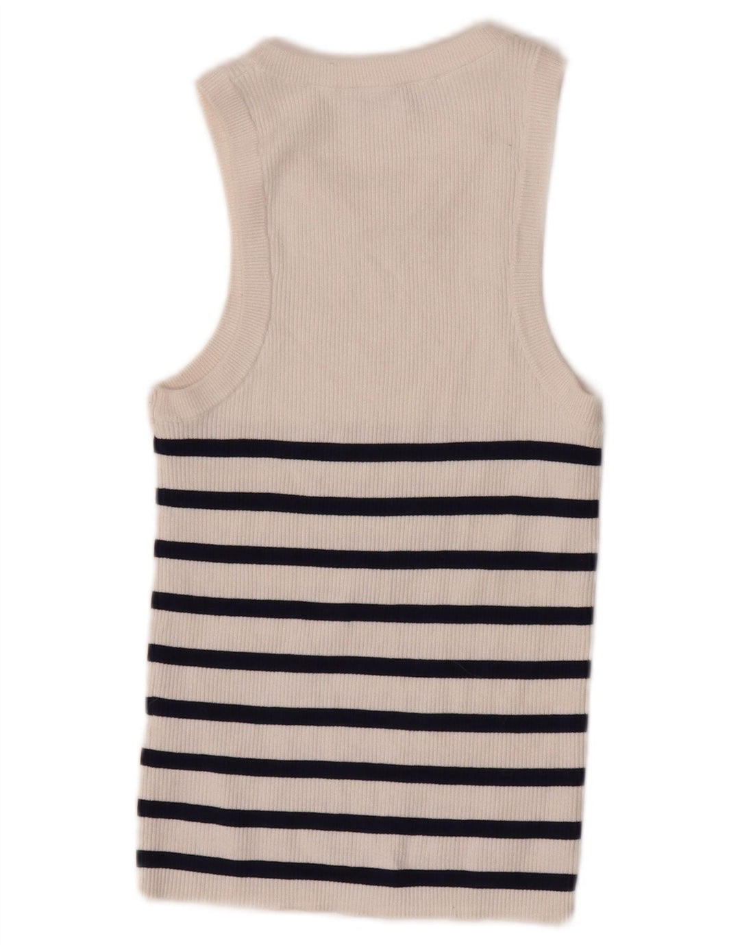 Zara Γυναικείο γιλέκο Crop UK 12 μεσαία λευκή ριγέ βισκόζη