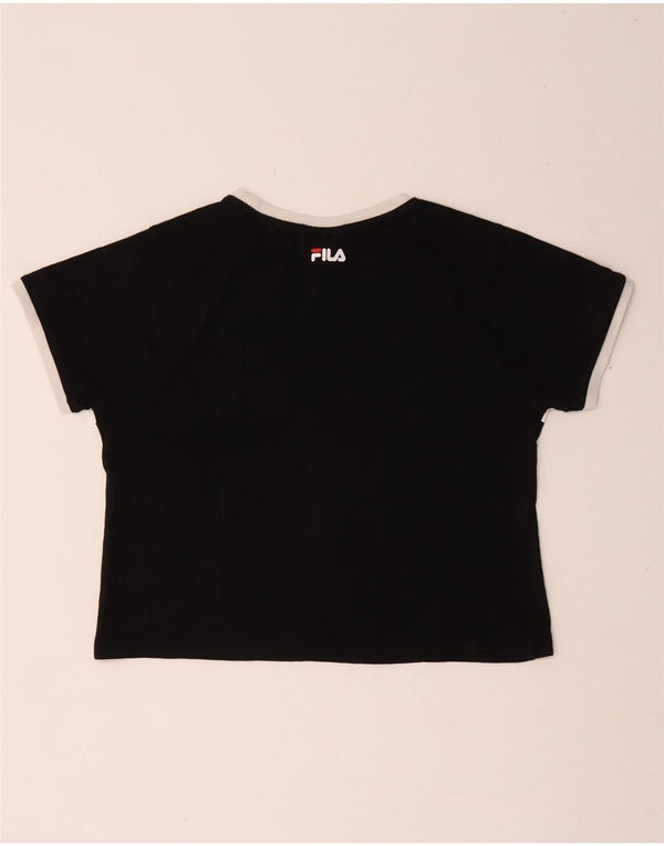 Γυναικείο γραφικό μπλουζάκι Fila Top UK 10 Small Black Colourblock Βαμβακερό