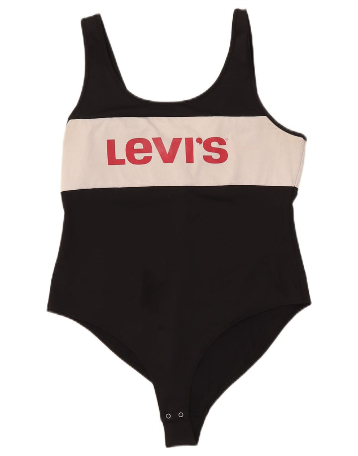 Γυναικείο γραφικό αμάνικο φόρμα LEVI'S UK 14 Large Black Colourblock