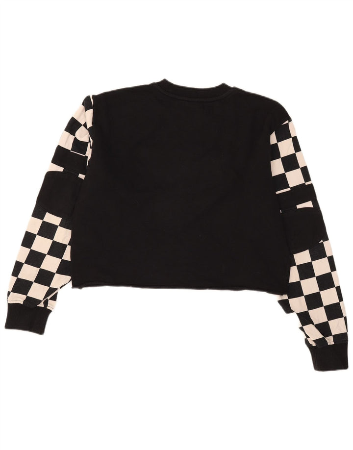 Vans Womens Crop Graphic Φούτερ Jumper UK 14 Medium Black Geometric