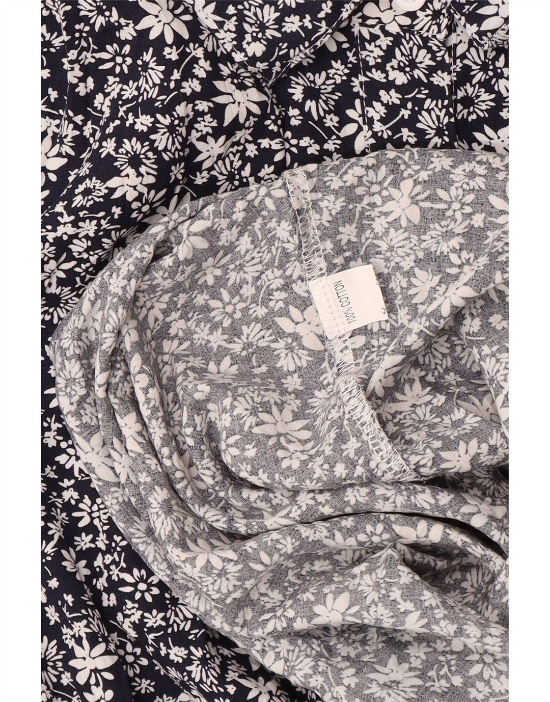 VINTAGE Γυναικείο μακρυμάνικο μάξι φόρεμα UK 14 Μεγάλο μπλε ναυτικό φλοράλ βαμβακερό