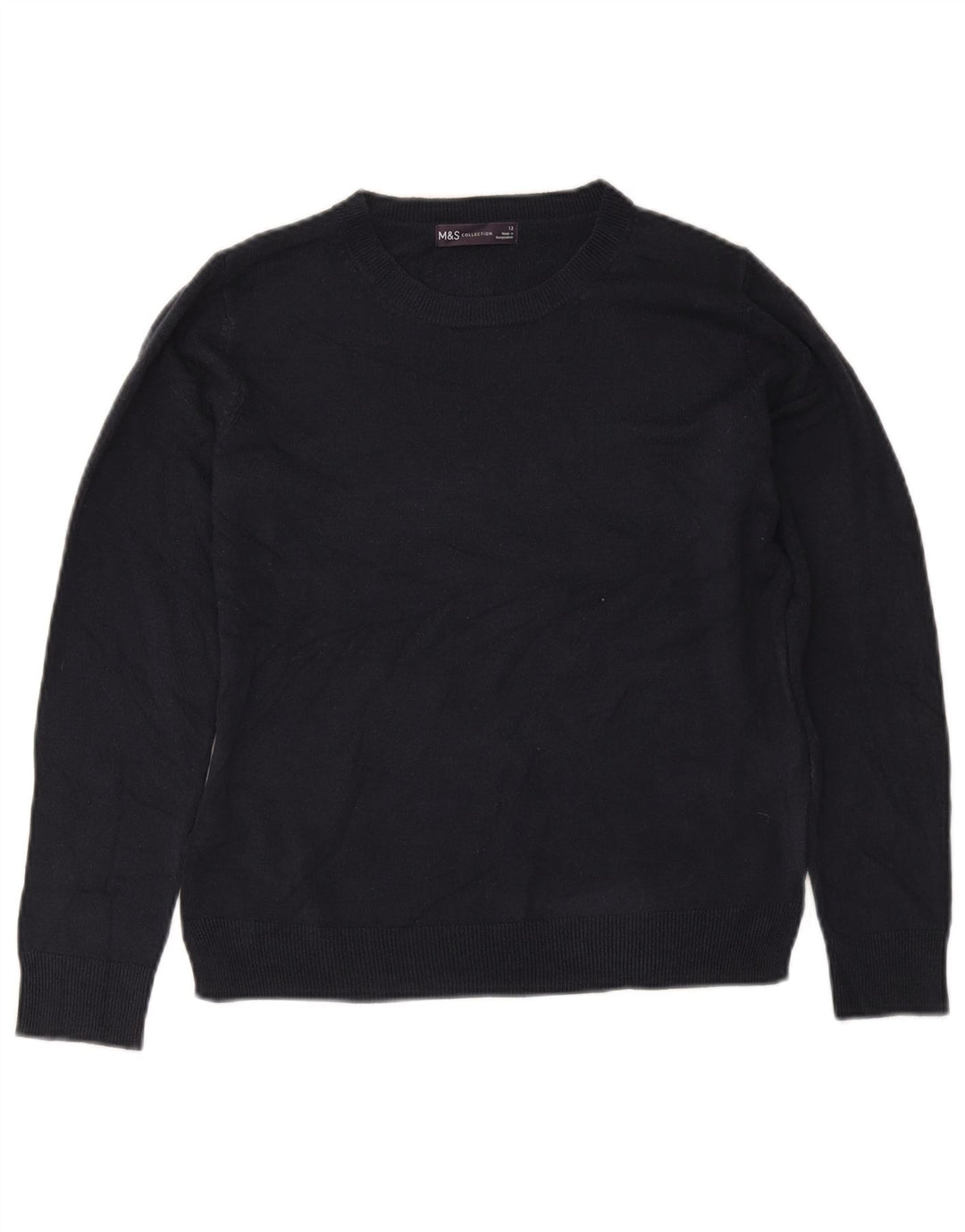 Marks & Spencer Γυναικείο πουλόβερ με λαιμόκοψη UK 12 Medium Navy Blue