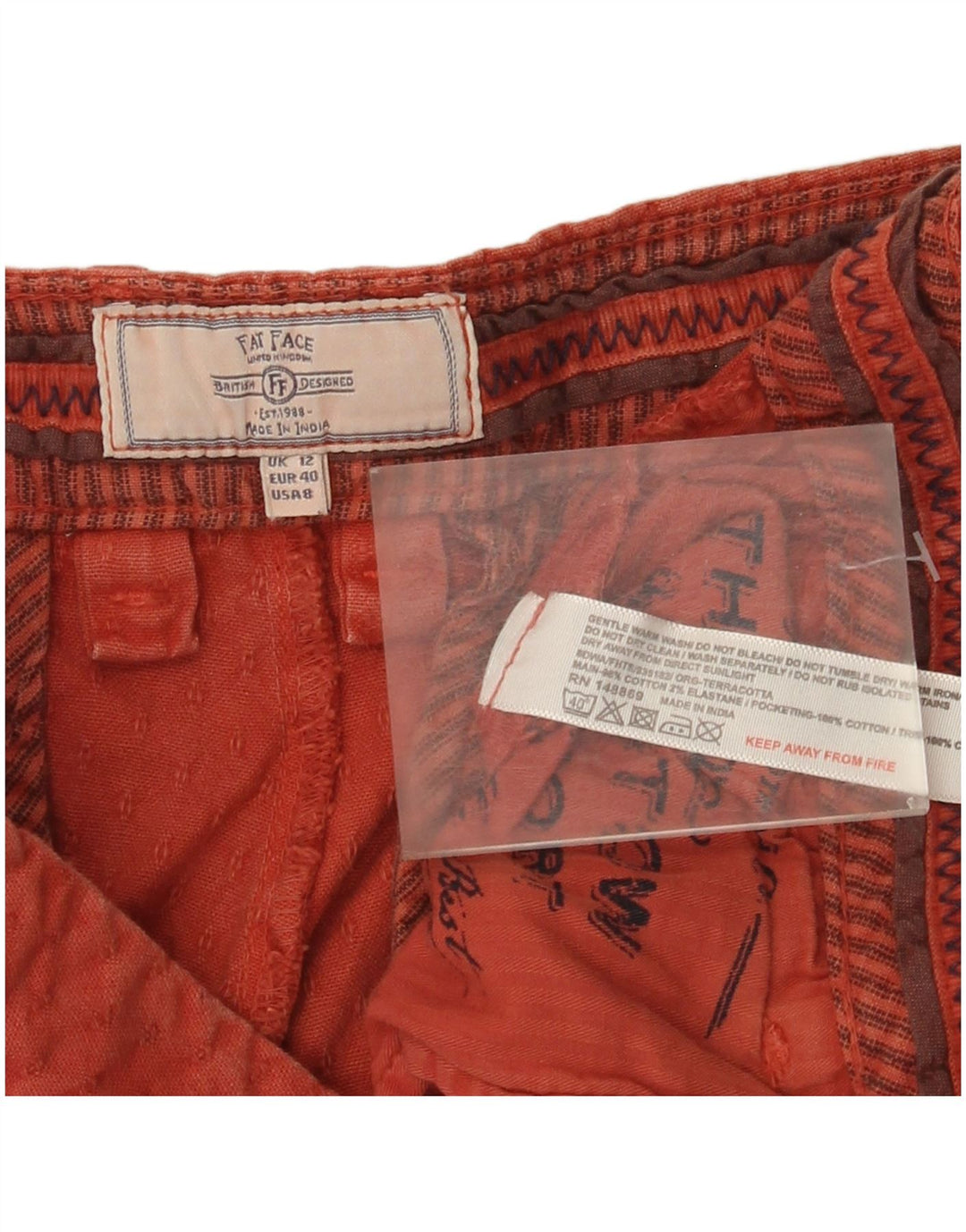 Fat Face Γυναικείο Σορτς Chino UK 12 Medium W32 Κόκκινο βαμβακερό