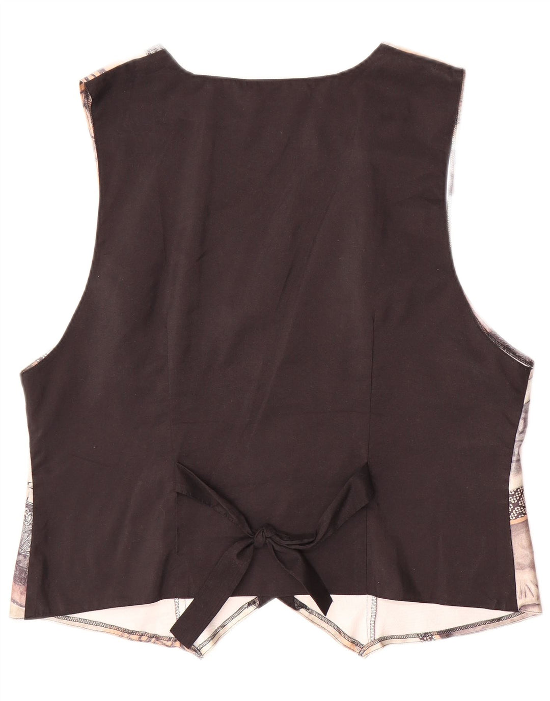 VINTAGE Γυναικείο Γιλέκο Αφηρημένου Σχεδίου EU 44 Μεγάλος καφέ πολυεστέρας