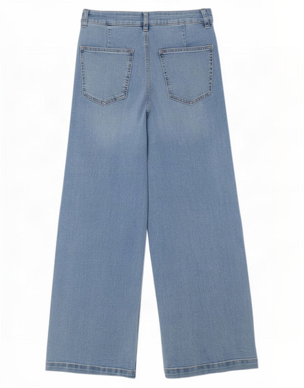Marks & Spencer Γυναικεία φαρδιά τζιν UK 12 Medium W28 L28 Blue Cotton