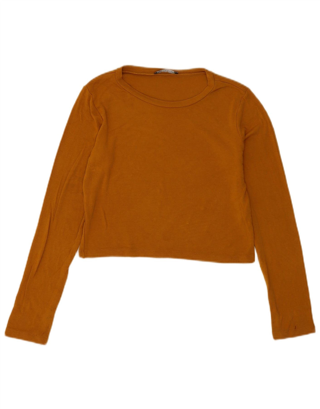 Zara Γυναικείο Crop Top μακρυμάνικο UK 12 μεσαία καφέ βισκόζη