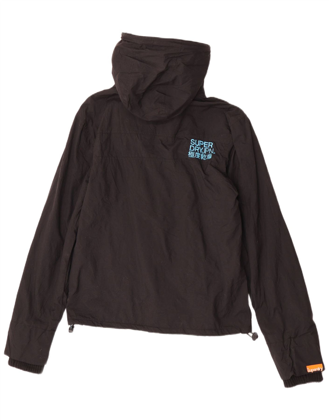 Superdry γυναικείο μπουφάν με κουκούλα αντιανεμικό UK 14 Medium Black Nylon