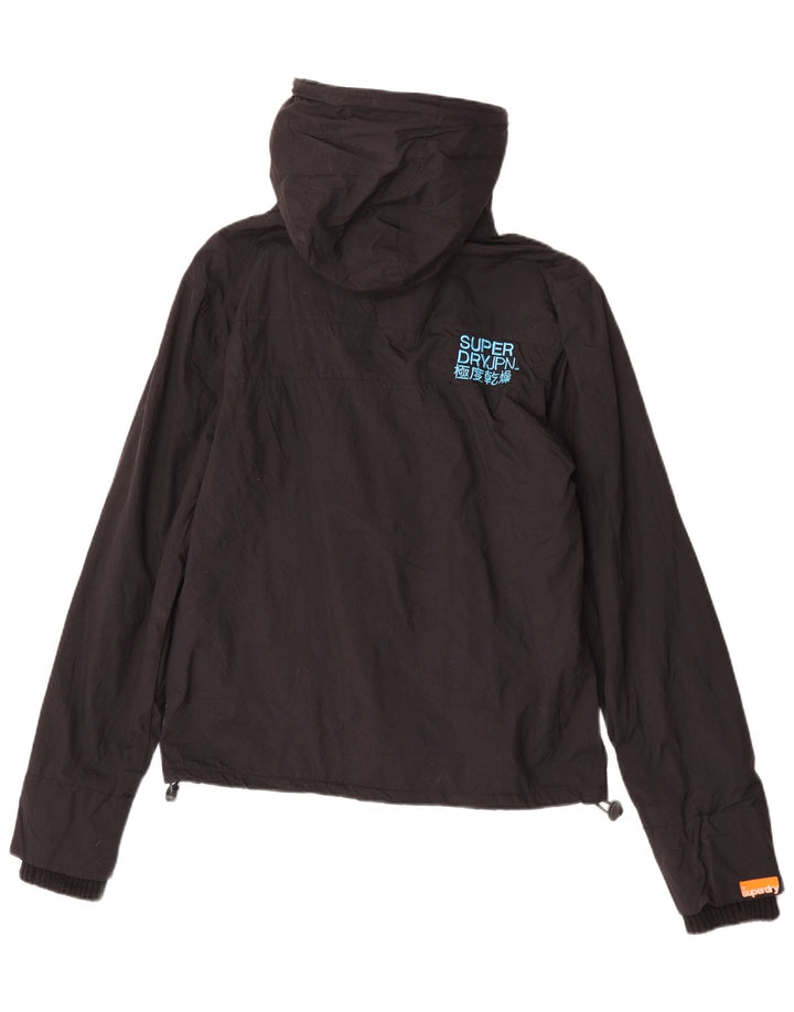 Superdry γυναικείο μπουφάν με κουκούλα αντιανεμικό UK 14 Medium Black Nylon