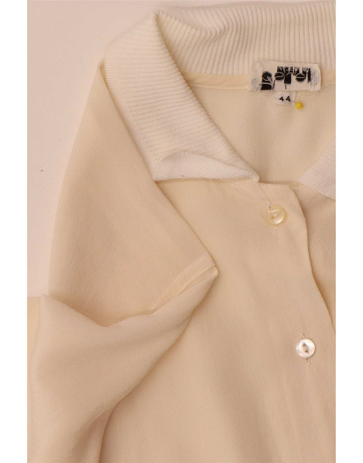 Vintage γυναικείο πουλόβερ πουκάμισο IT 44 Medium Off White Colourblock