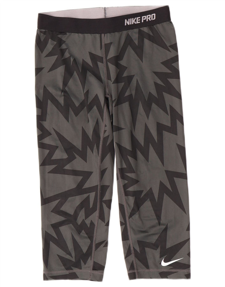 Γυναικεία κολάν Nike Dri Fit Capri UK 12 Μεσαίου Γκρι γεωμετρικού πολυεστέρα