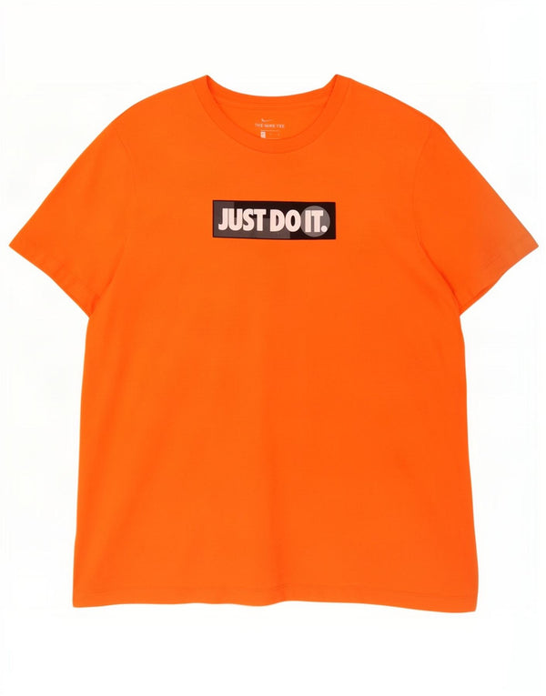 Nike Mens Graphic T-Shirt Top Large Orange Cotton