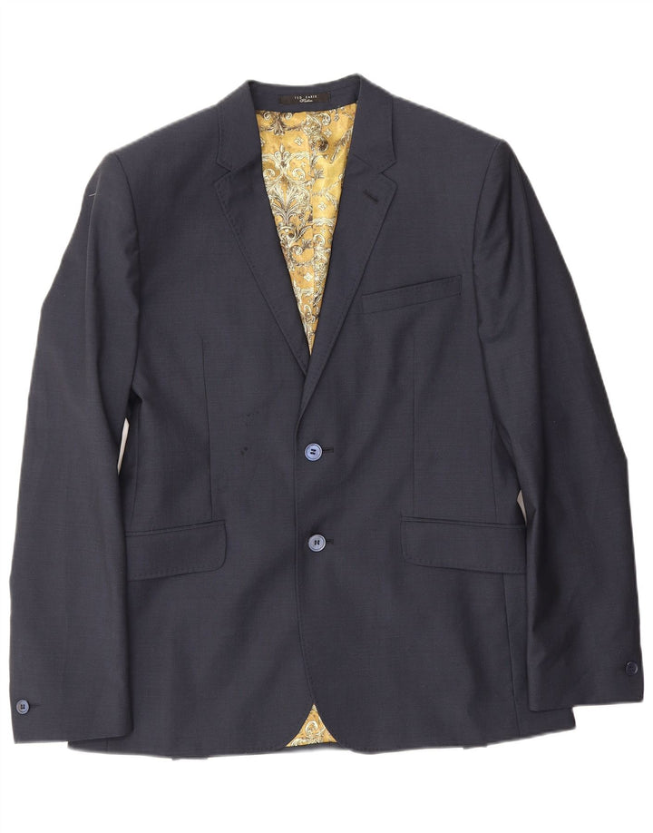 Ted Baker Ανδρικό σακάκι με 2 κουμπιά σακάκι UK 40 Large Navy Blue Virgin Wool