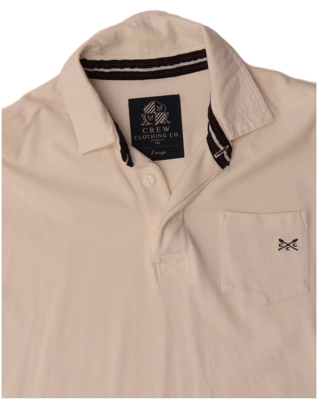 CREW CLOTHING Ανδρικό μακρυμάνικο πουκάμισο polo μεγάλο λευκό βαμβακερό