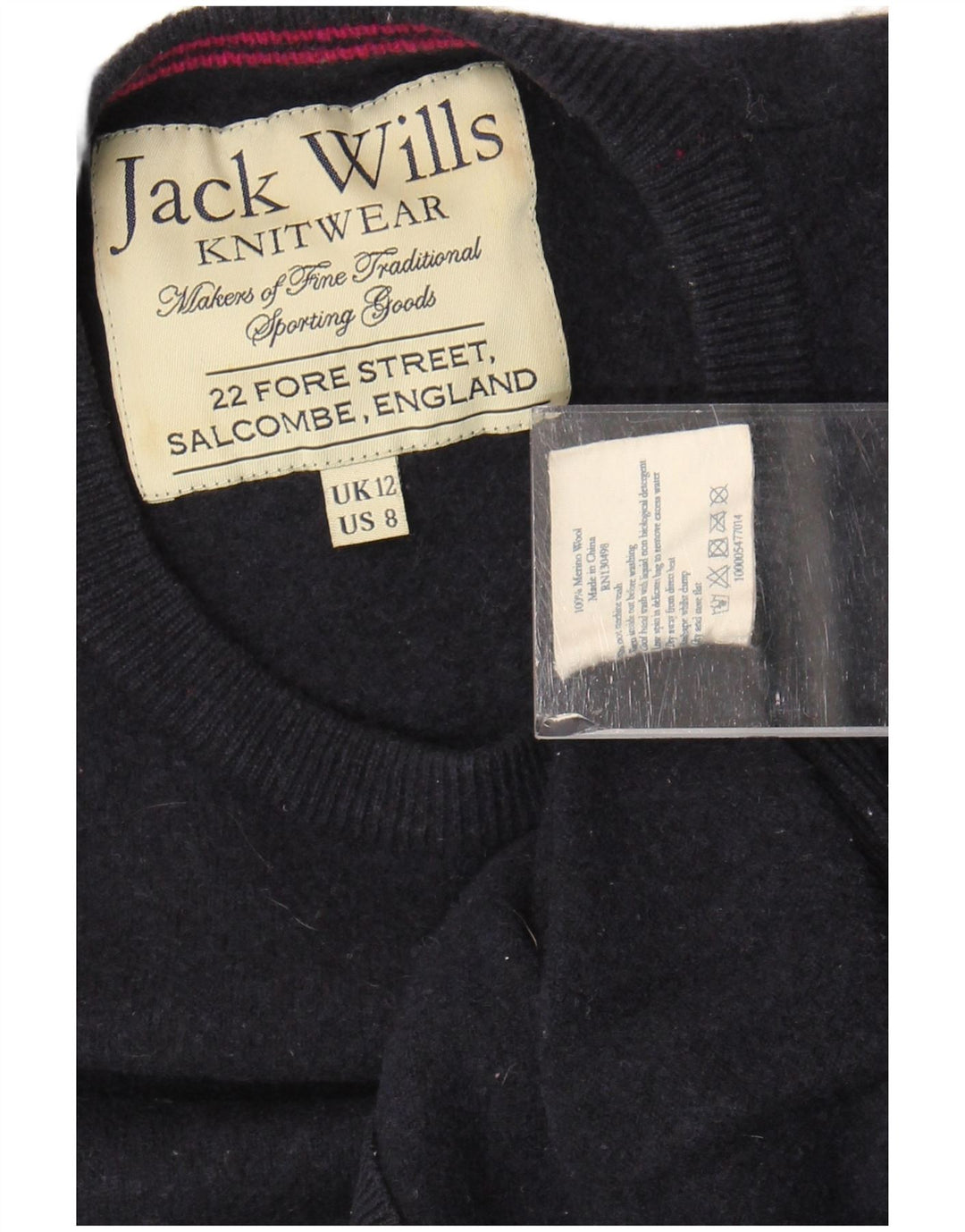 Jack Wills Γυναικείο πουλόβερ με λαιμόκοψη Crop Crop UK 12 Medium Navy Blue