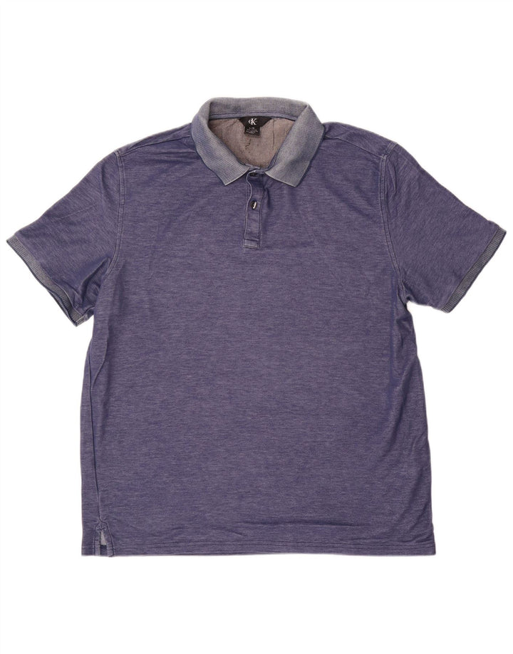 Ανδρικό πουκάμισο πόλο CALVIN KLEIN, μεγάλο μπλε βαμβακερό