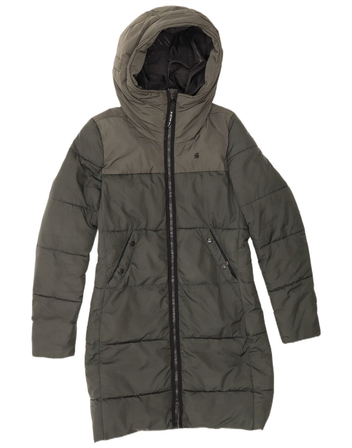G-STAR Γυναικείο παλτό με κουκούλα UK 10 Small Green Colourblock Polyester