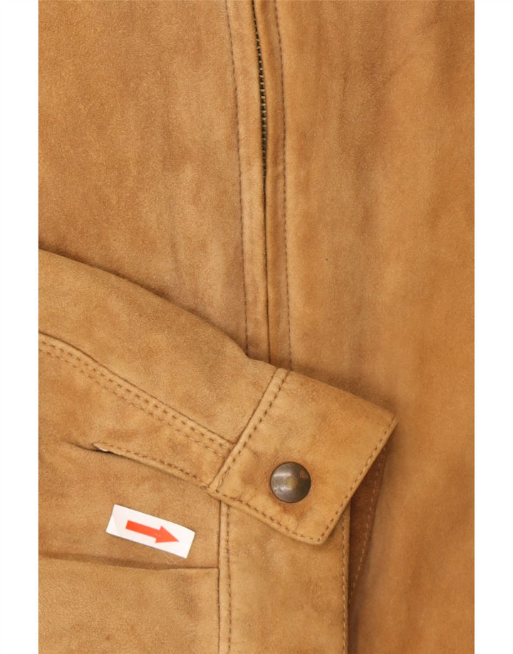 Vintage Ανδρικό Suede Bomber Jacket IT 50 Large Brown Δερμάτινο