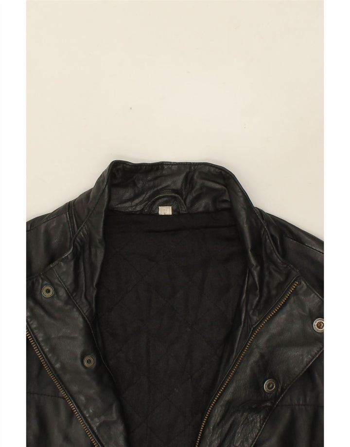 VINTAGE Ανδρικό Δερμάτινο Παλτό UK 38 Medium Black Leather