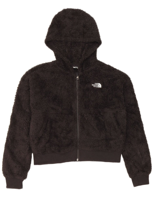 The North Face Girls Hooded Fleece Jacket 14-15 Years XL Black Polyester
