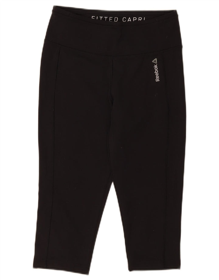 Reebok Γυναικεία Κάπρι Κολάν UK 8/10 Μικρός Μαύρος Πολυεστέρας