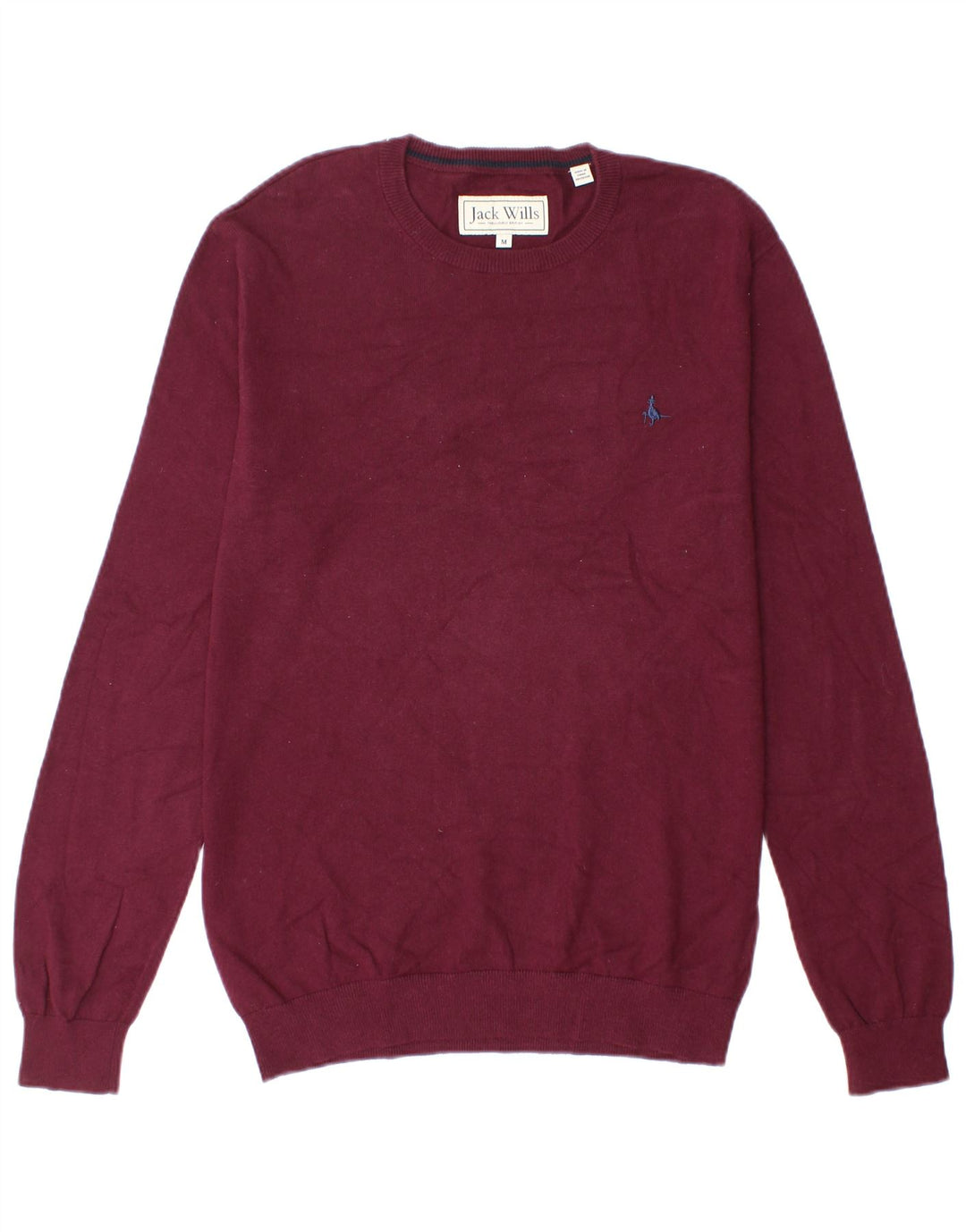 Jack Wills Ανδρικό πουλόβερ με λαιμόκοψη, μεσαίο βαμβακερό μπορντό